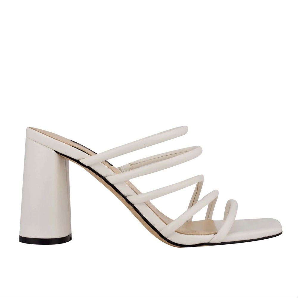 White Block Heel Sandals